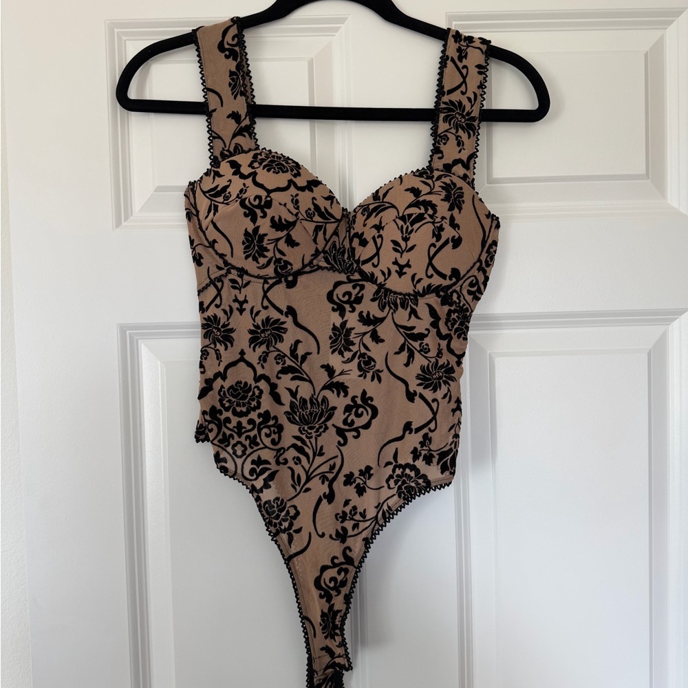Windsor Black and Nude Floral Bodysuit
